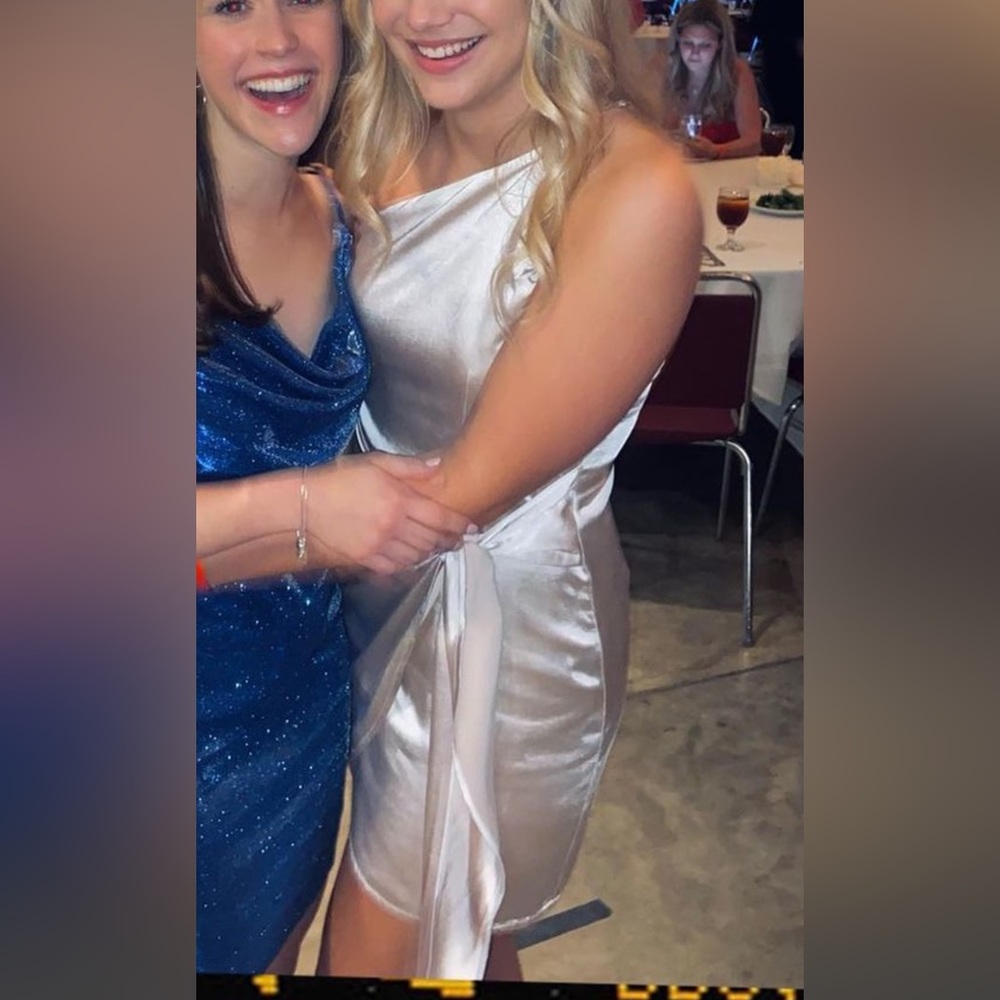 Champagne cocktail one shoulder dress